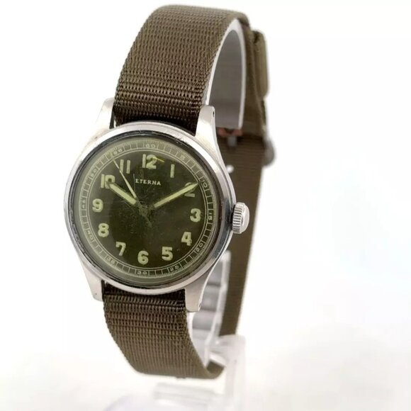 Vintage Eterna Military 17 Jewel Men Bumper Automatic Wristwatch 833 Swiss Steel - Picture 2 of 12